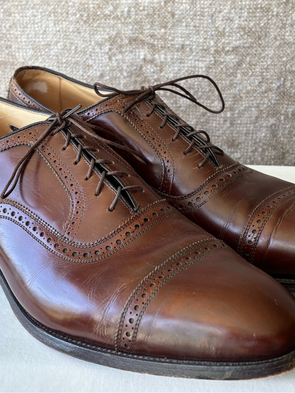 Allen Edmonds Men's Brown Leather Wingtip Oxfords - 15 C